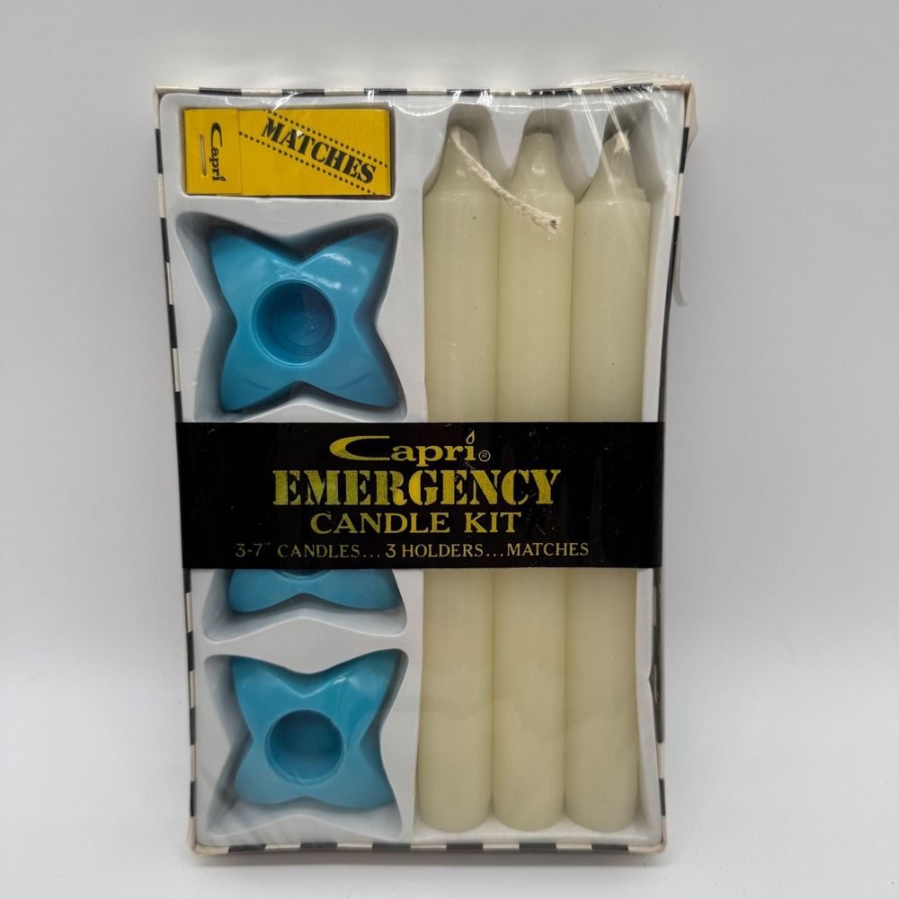 Vintage 1967 Capri Emergency Candle Kit Sealed NOS Retro Blackout Prop No 3440